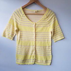 Anthropologie Moth Yellow and Tan Striped Cardigan